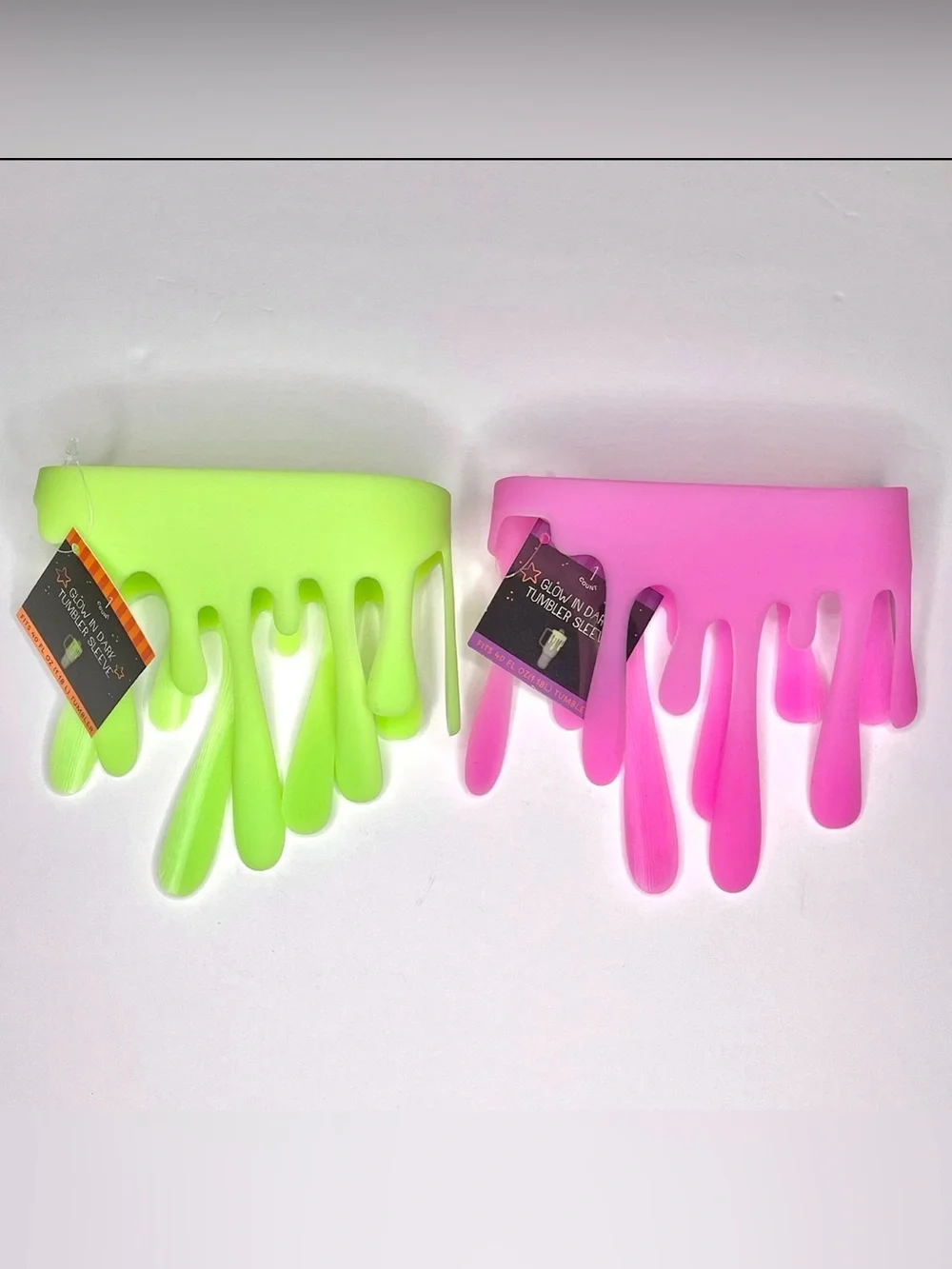 Set of 2 Target Bullseye Halloween Glow in the Dark Slime Tumbler Cup Sleeves